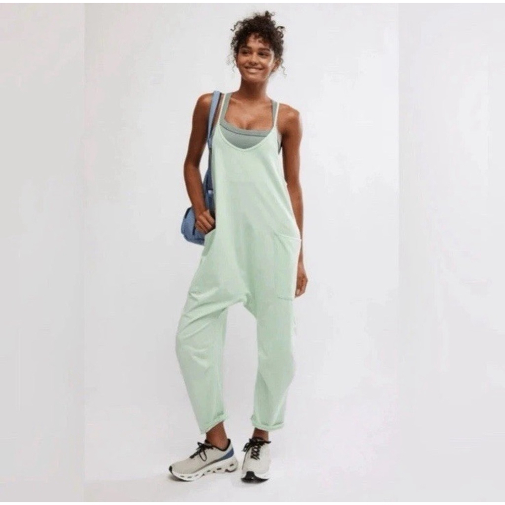 FP Movement by Free People Light Mint Scoop-Neck Relaxed Jumpsuit